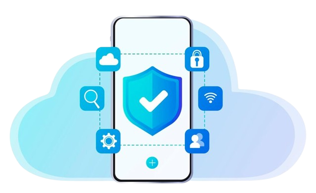 Protection with antivirus updating and encrypted file transfer for cloud security.